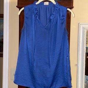 Blue V neck silky tank